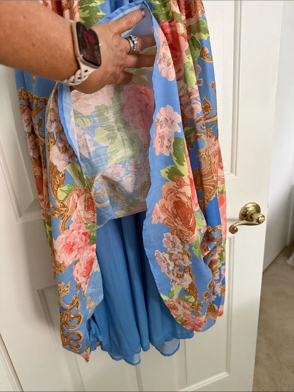 Flying Tomato Blue Floral Collared Button-Front Maxi Dress - Picture 4 of 5